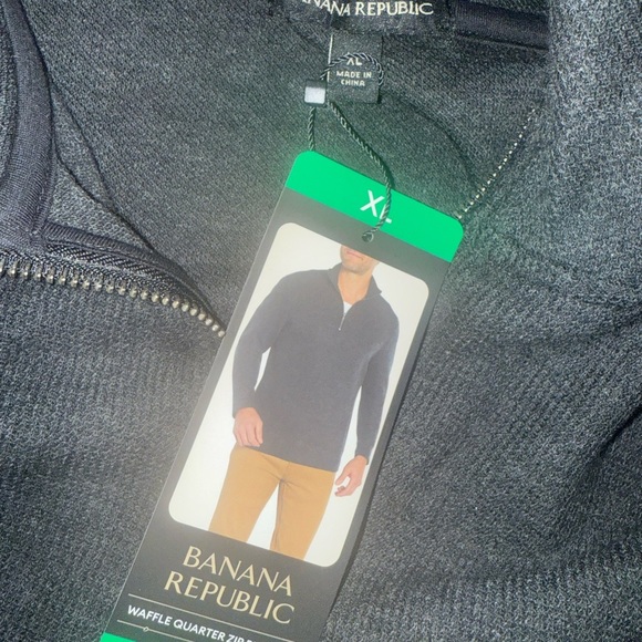 Banana Republic Men’s XL Waffle Quarter Zip Pullover – Charcoal Gray - Picture 6 of 9